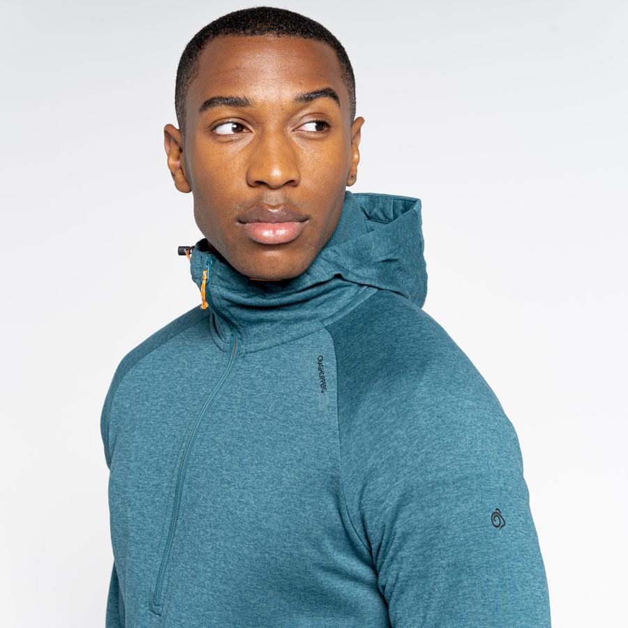 T Shirts Craghoppers Dynamic Encapuchonné Half Zip Top Homme Vert | NCA8531DE