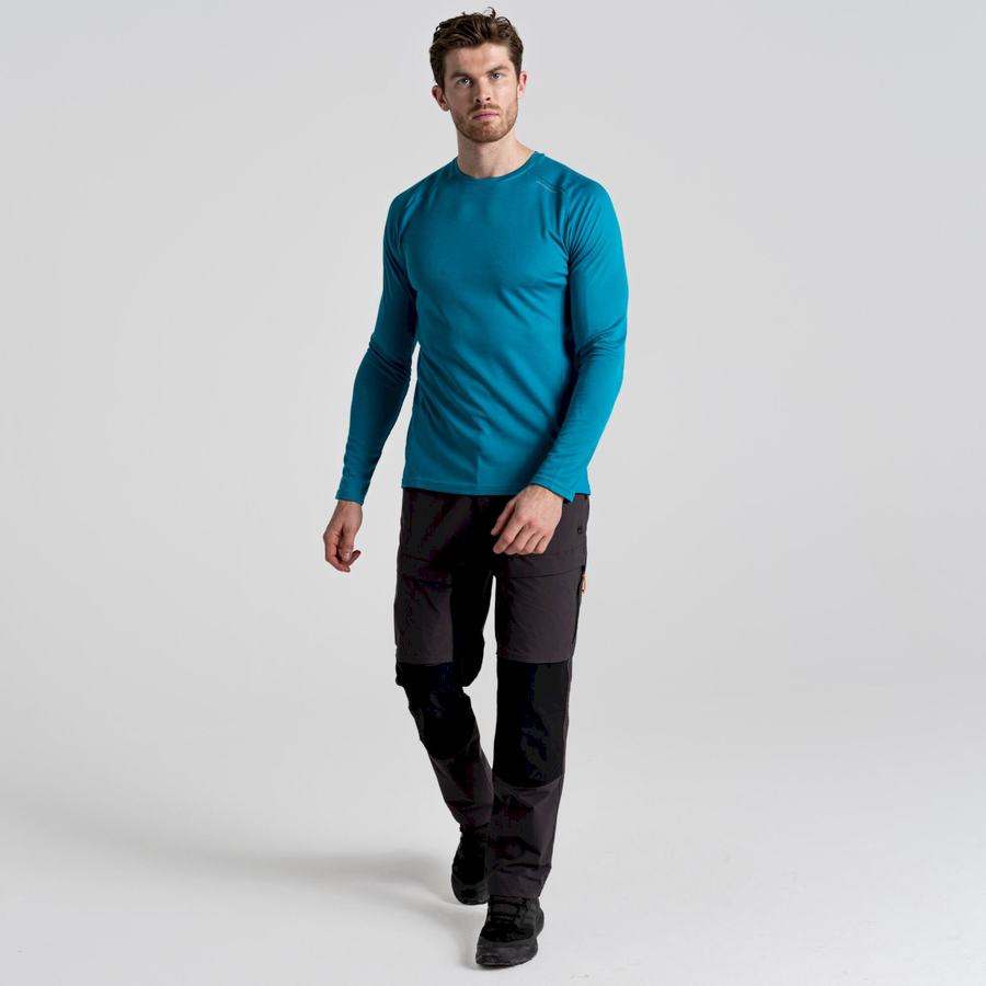 T Shirts Craghoppers Dynamic Pro Long Sleeved Homme Bleu | XEN6476UK