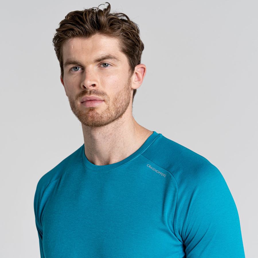 T Shirts Craghoppers Dynamic Pro Long Sleeved Homme Bleu | XEN6476UK