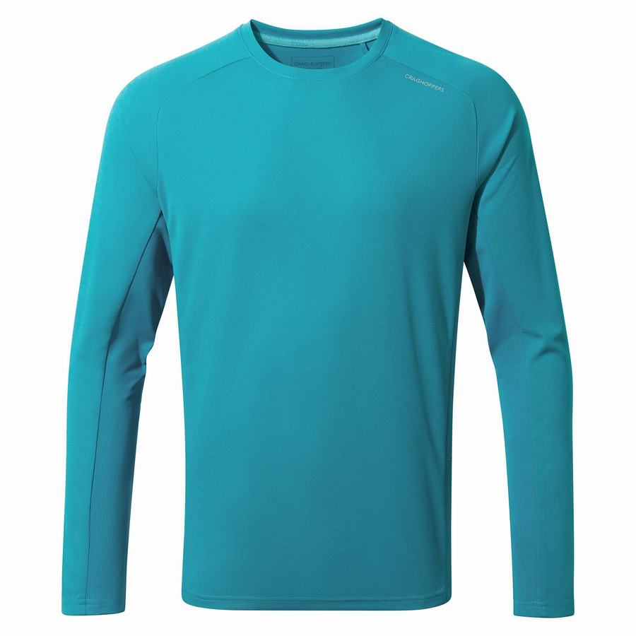 T Shirts Craghoppers Dynamic Pro Long Sleeved Homme Bleu | XEN6476UK