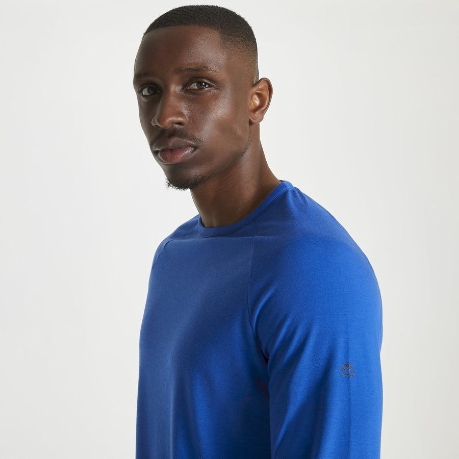 T Shirts Craghoppers First Layer Long-Sleeved Homme Bleu | BYD1060VP