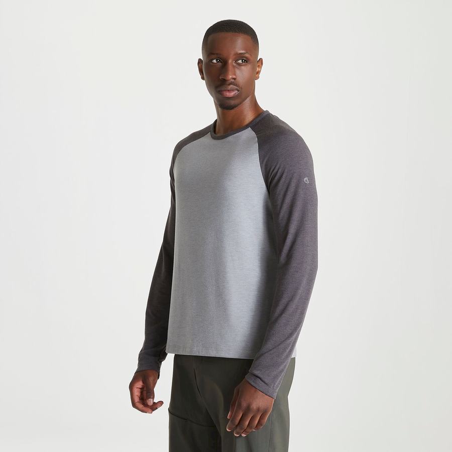 T Shirts Craghoppers First Layer Long-Sleeved Homme Grise Noir | MPH1722VG