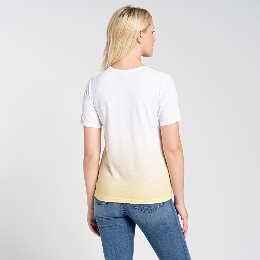 T Shirts Craghoppers Ilyse Corta Sleeved Femme Blanche Jaune | OKN825NB