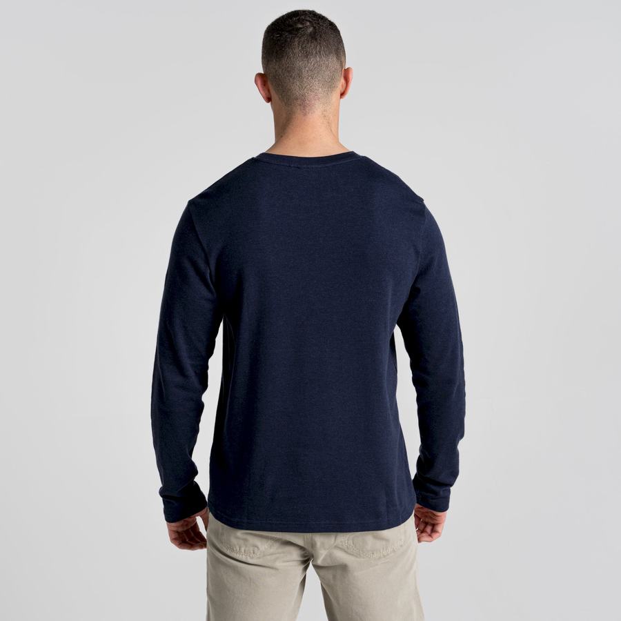 T Shirts Craghoppers Latherton Long Sleeved Homme Bleu Bleu Marine Stripes | PUJ7358UR