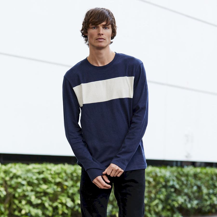 T Shirts Craghoppers Latherton Long Sleeved Homme Bleu Bleu Marine Stripes | PUJ7358UR