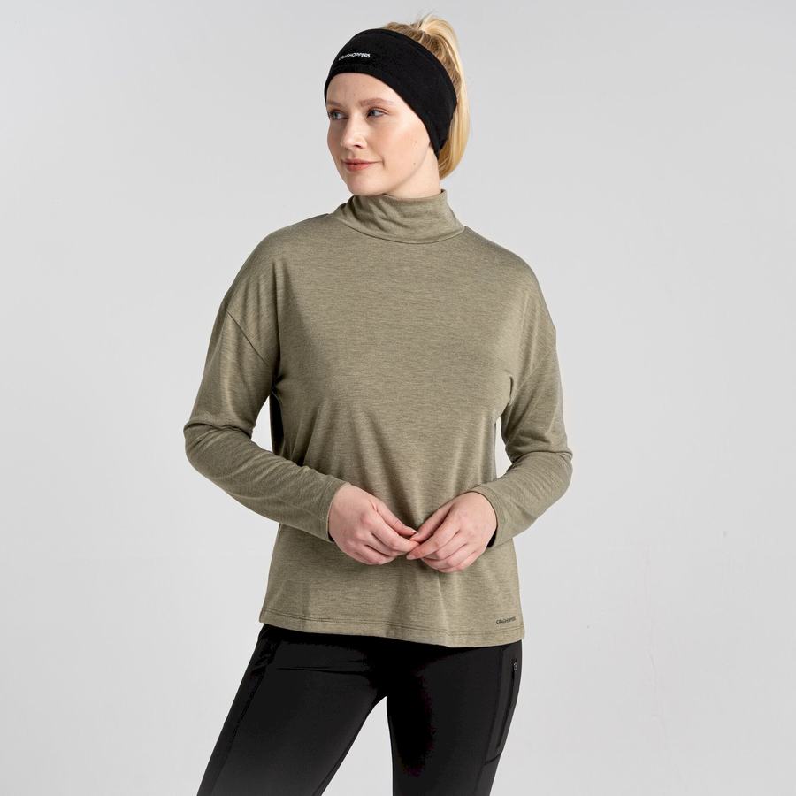 T Shirts Craghoppers Meridan Long Sleeved Femme Vert Olive | IEO1168ZJ