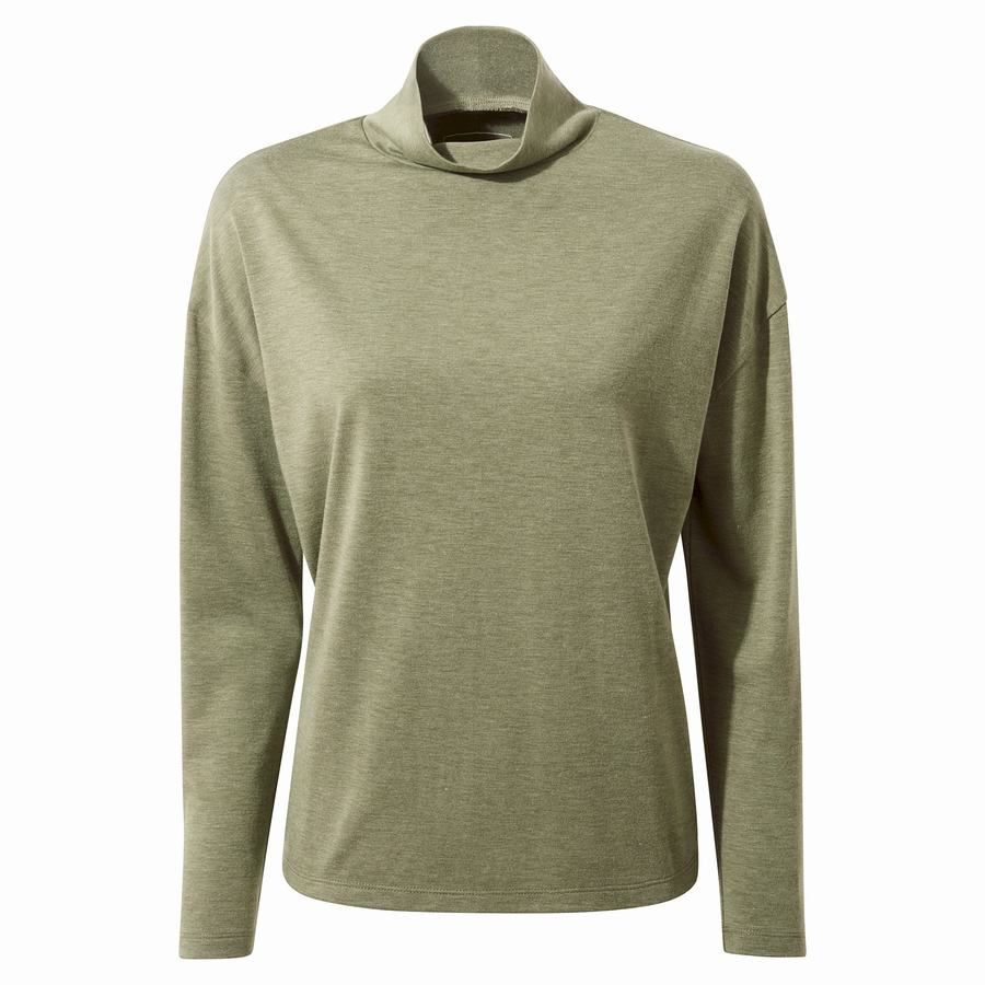 T Shirts Craghoppers Meridan Long Sleeved Femme Vert Olive | IEO1168ZJ