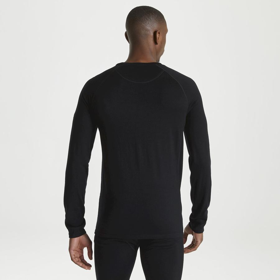 T Shirts Craghoppers Merino Crew Neck Long Sleeved Baselayer II Homme Noir | HVW588GY