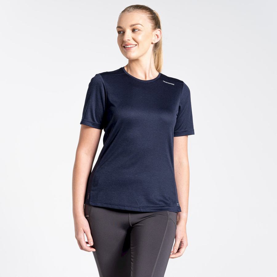 T Shirts Craghoppers NosiLife Candella Corta Sleeved Femme Bleu Bleu Marine | EWG9321LE