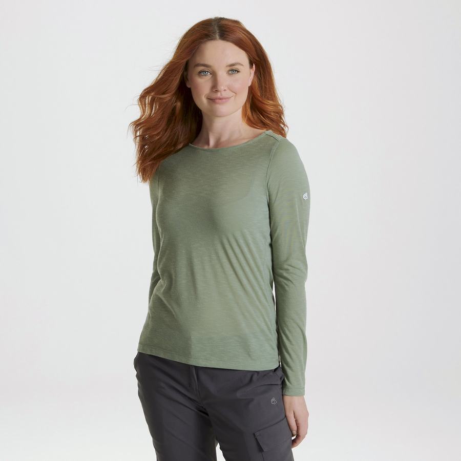 T Shirts Craghoppers NosiLife Erin Long Sleeved Femme Vert Olive | CCV346KM