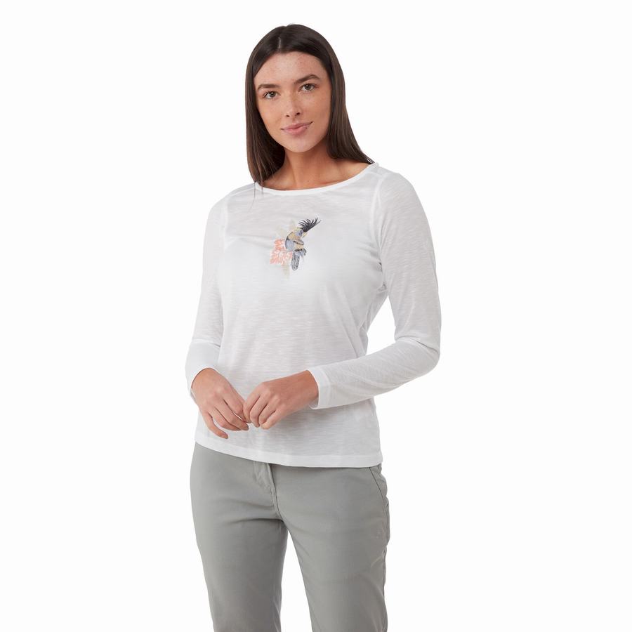 T Shirts Craghoppers NosiLife Erin Long Sleeved Femme Blanche | RWR3119YO