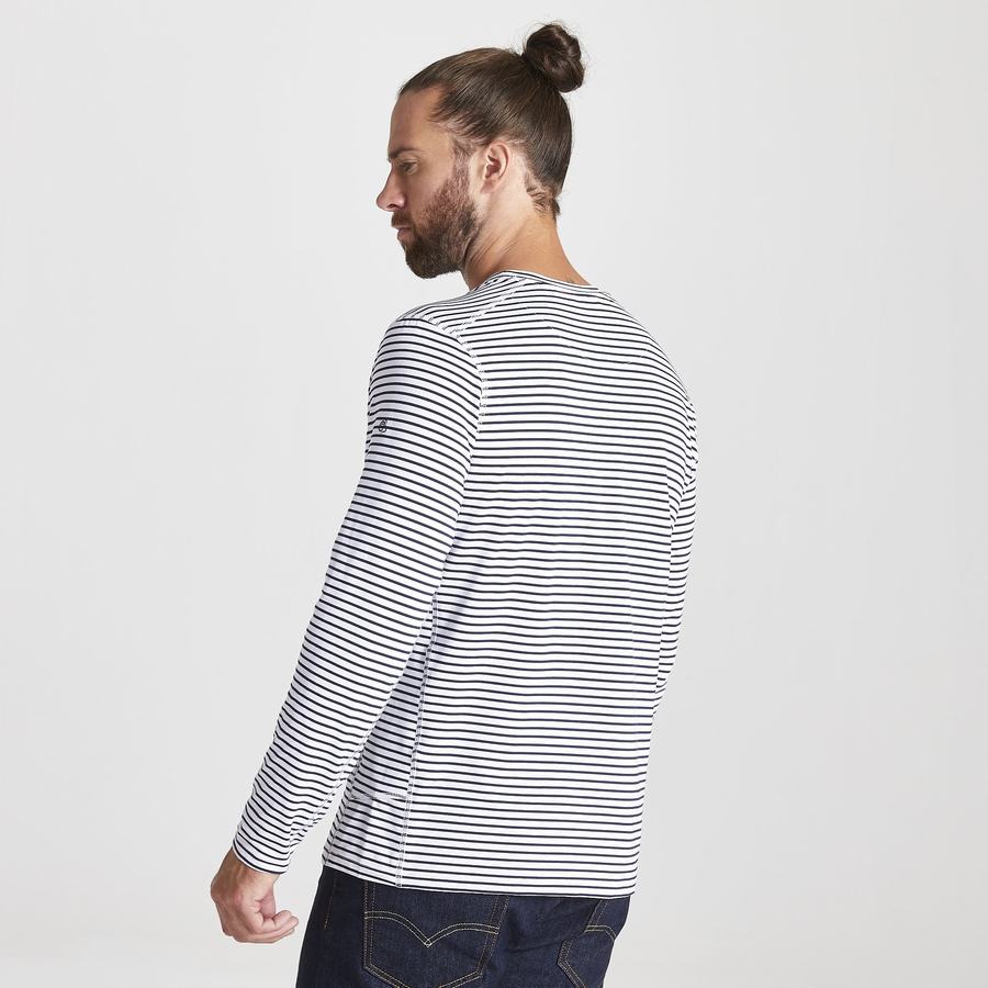 T Shirts Craghoppers NosiLife Talen Long Sleeved Homme Blanche Stripes | NIQ914XV