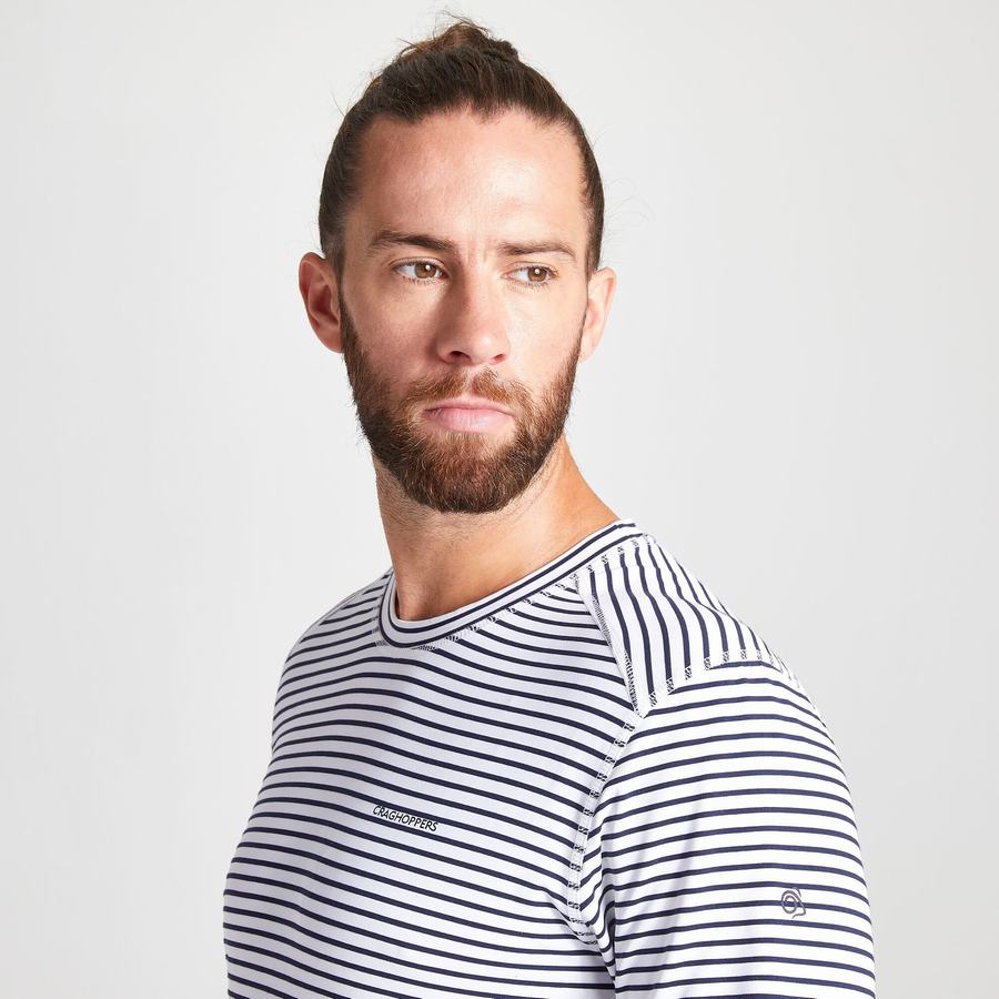 T Shirts Craghoppers NosiLife Talen Long Sleeved Homme Blanche Stripes | NIQ914XV