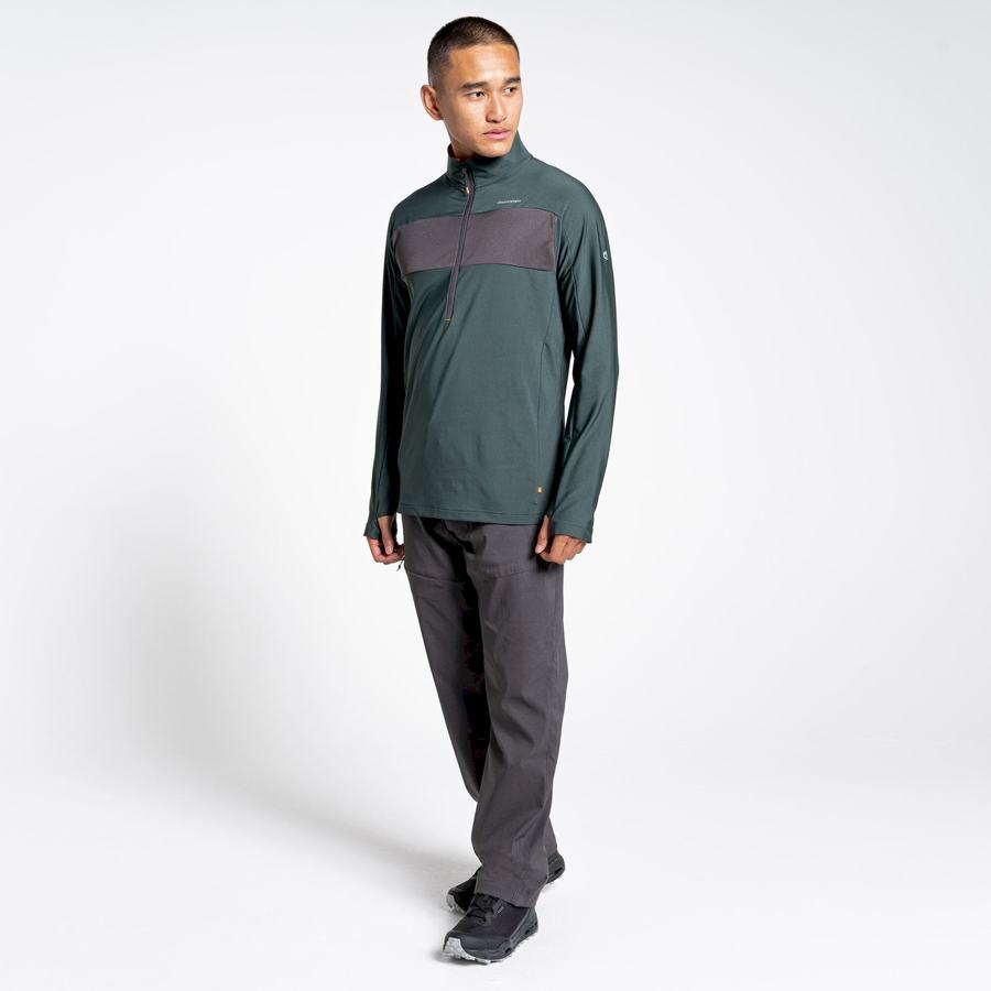 T Shirts Craghoppers NosiLife Valens Half Zip Top Homme Vert | DKH786DV