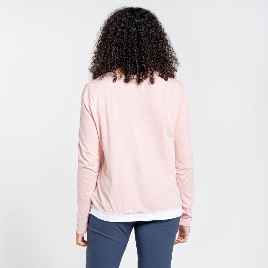 T Shirts Craghoppers Nosibotanical Magnolia Long Sleeved Femme Rose | DTZ2343VJ