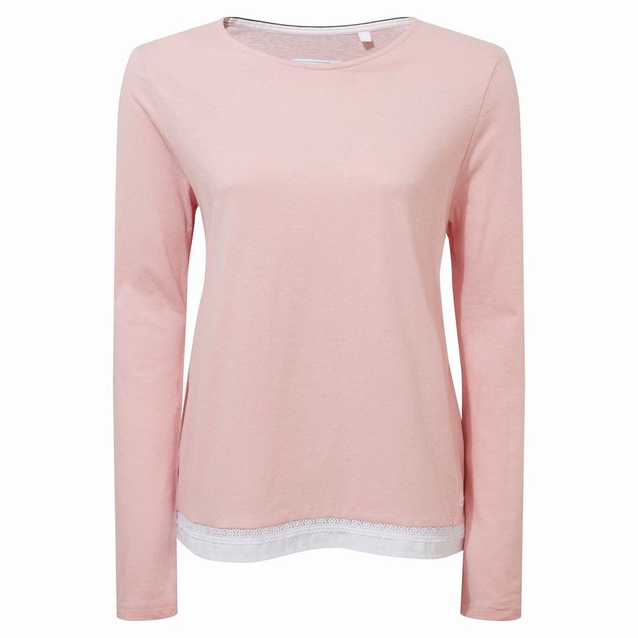 T Shirts Craghoppers Nosibotanical Magnolia Long Sleeved Femme Rose | DTZ2343VJ