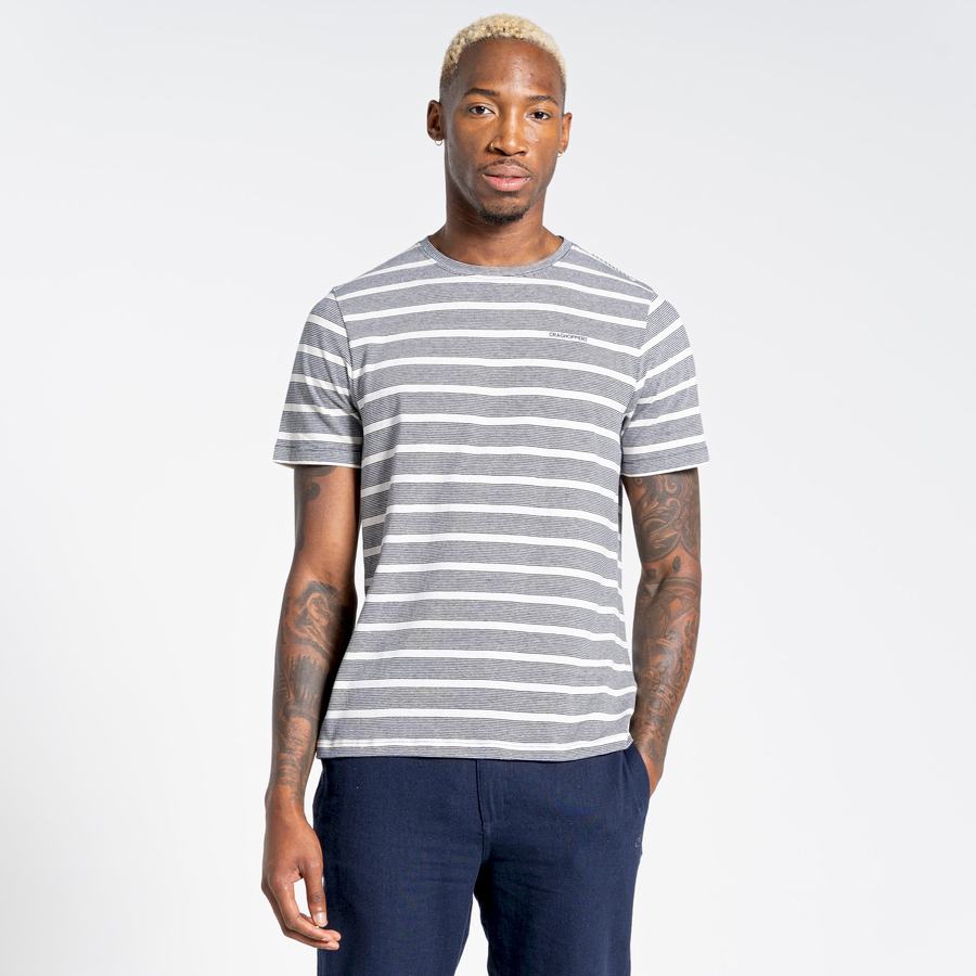 T Shirts Craghoppers Nosibotanical Sten Corta Sleeved Homme Bleu Bleu Marine Stripes | ADO3048NB