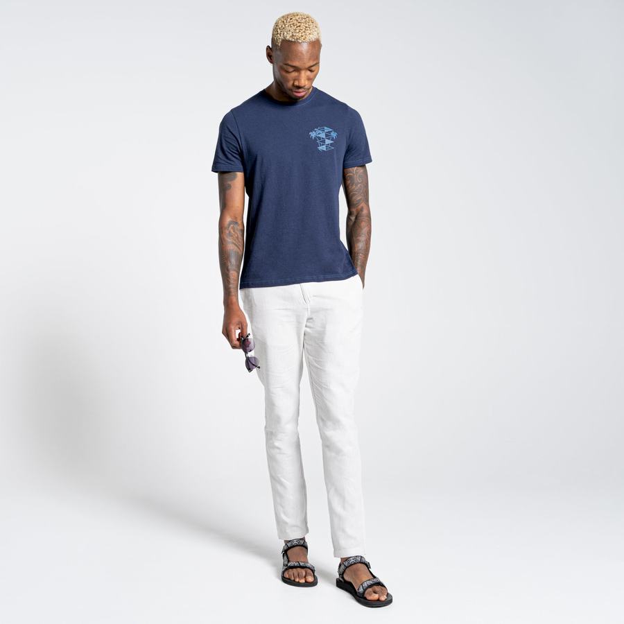 T Shirts Craghoppers Nosibotanical Sten Corta Sleeved Homme Bleu Bleu Marine | CKD242PI