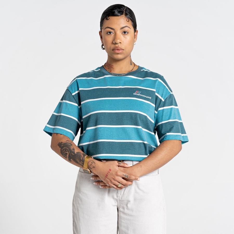 T Shirts Craghoppers Ventura Corta Sleeved Femme Vert Stripes | KNU7873XG