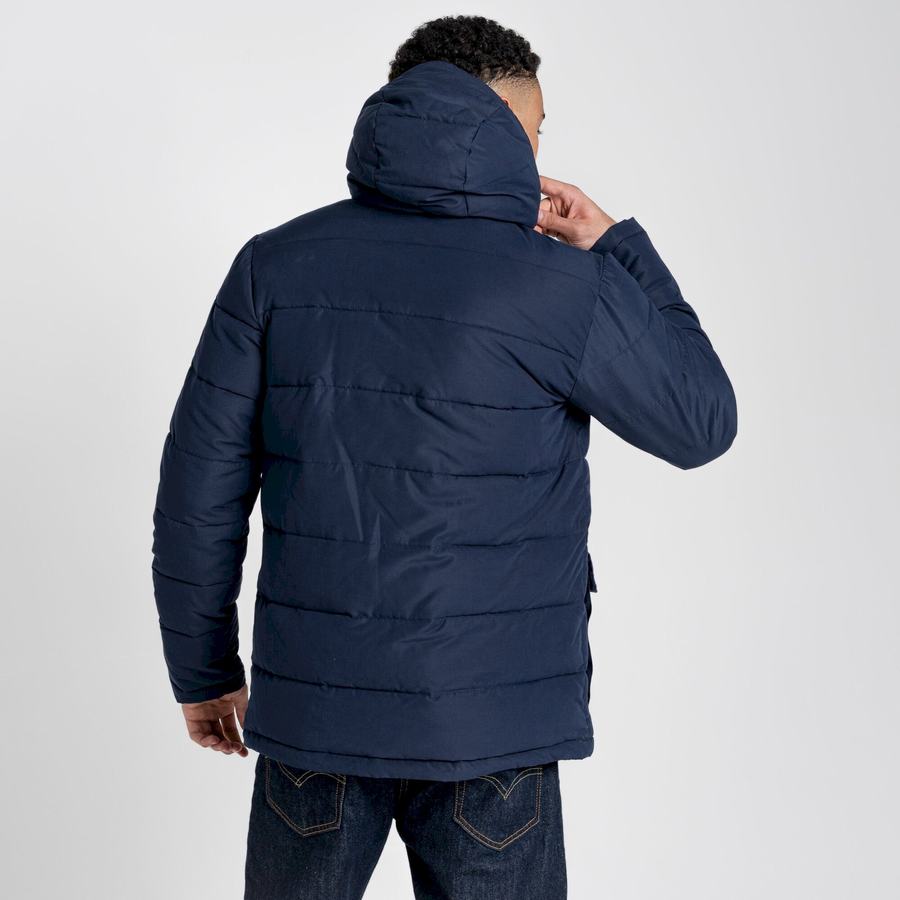 Vestes Craghoppers Insulated Trillick Downhike Encapuchonné Homme Bleu Marine Bleu Foncé | YUC856UG