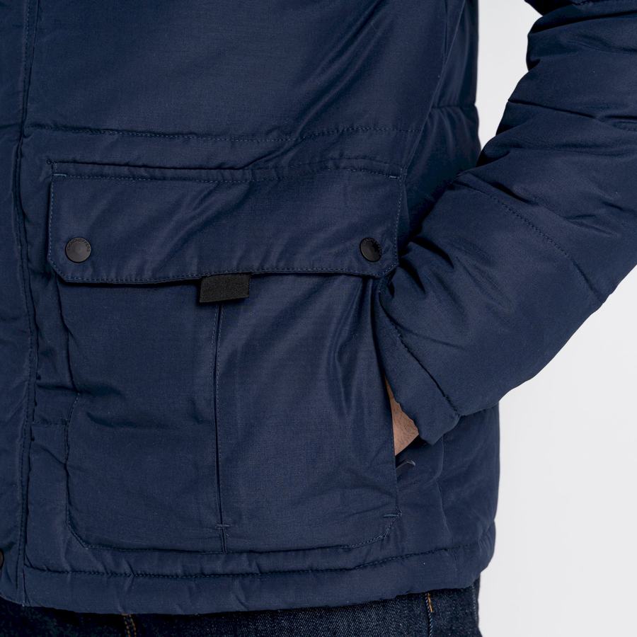 Vestes Craghoppers Insulated Trillick Downhike Encapuchonné Homme Bleu Marine Bleu Foncé | YUC856UG