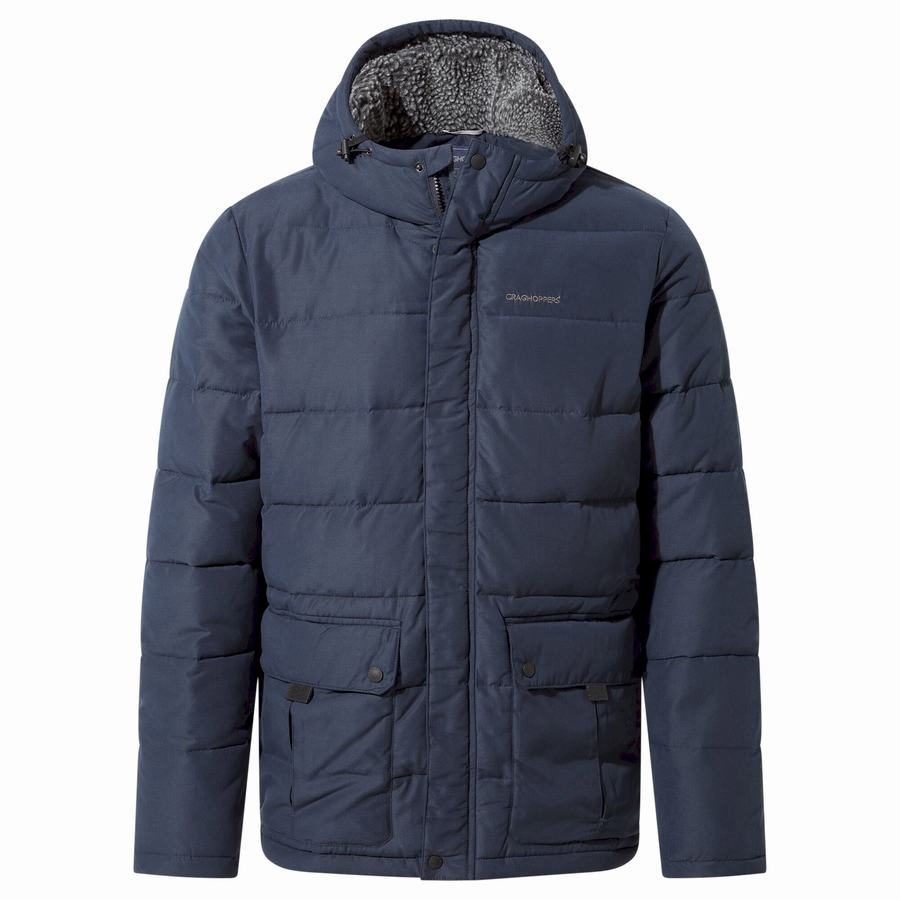 Vestes Craghoppers Insulated Trillick Downhike Encapuchonné Homme Bleu Marine Bleu Foncé | YUC856UG